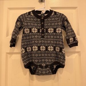 Kate Quinn Brown and Cream Nordic Sweater Onesie 12-18 months